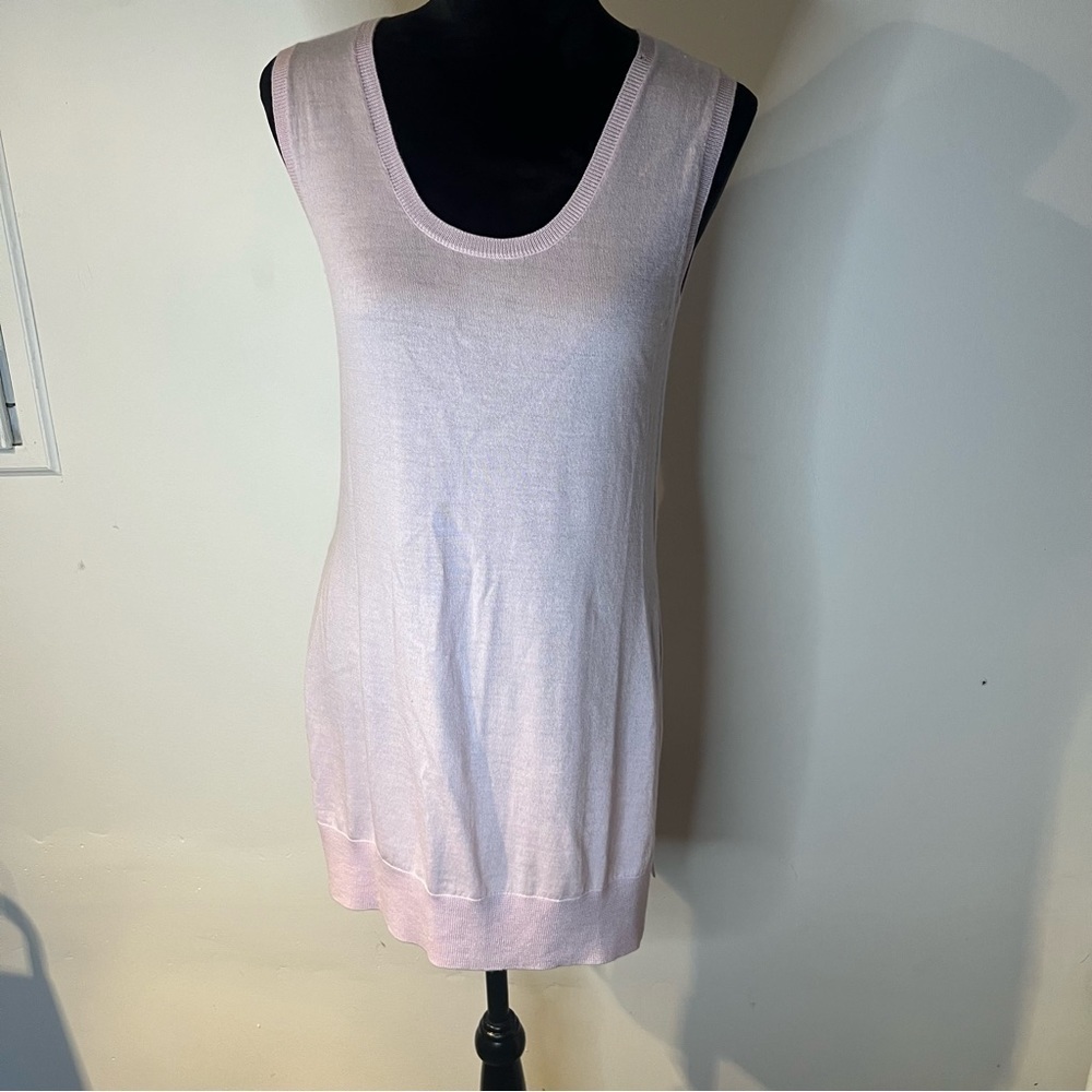 BROWN ALLAN 1883 blush pink vest womens size S merino wool and cashmere